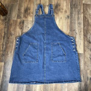 Ulla Popken Denim Bib Overall Jumper Dress Plus Sz 28/30 Teacher Country Barn